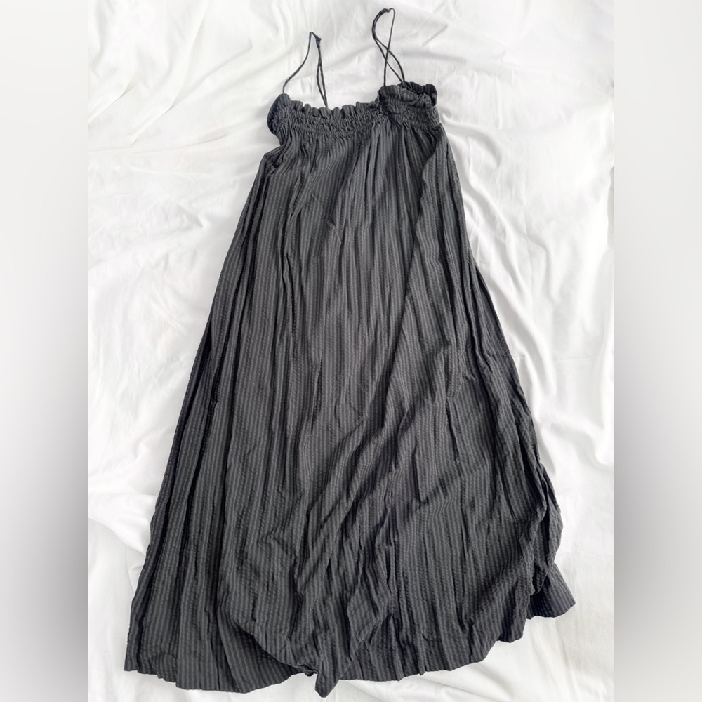 H&M Black/Grey Pinstriped Maxi Sundress Sz Small